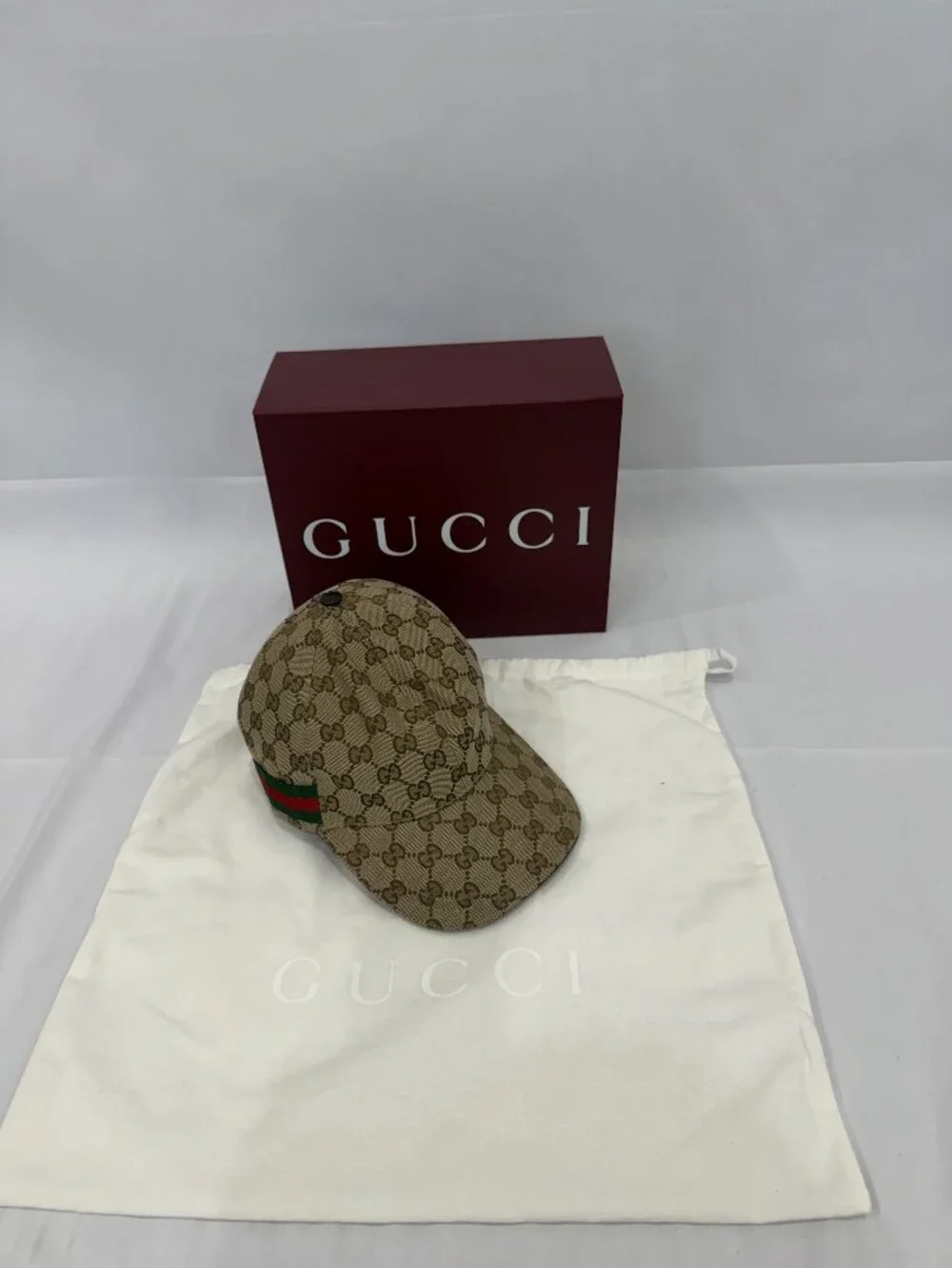 Gucci Original GG Supreme Beige Ebony Baseball Cap S NWT